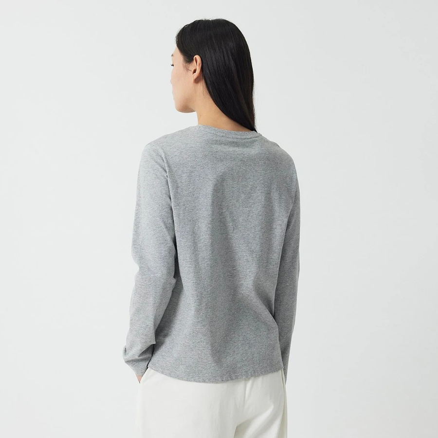 JAJU Smart Cotton Round Neck Long Sleeve Pajama T-Shirt (Melange Gray) — уют и функциональность для домашнего комфорта