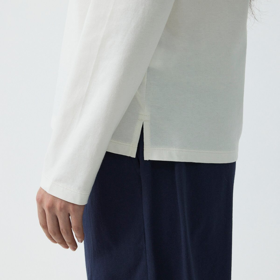 JAJU Smart Cotton Round Neck Long Sleeve Pajama T-Shirt (Ivory) — комфорт и мягкость на каждый день