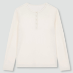 JAJU Soft Rib Henley Neck Lounge T-Shirt (Ivory) — уют и элегантность в домашнем образе