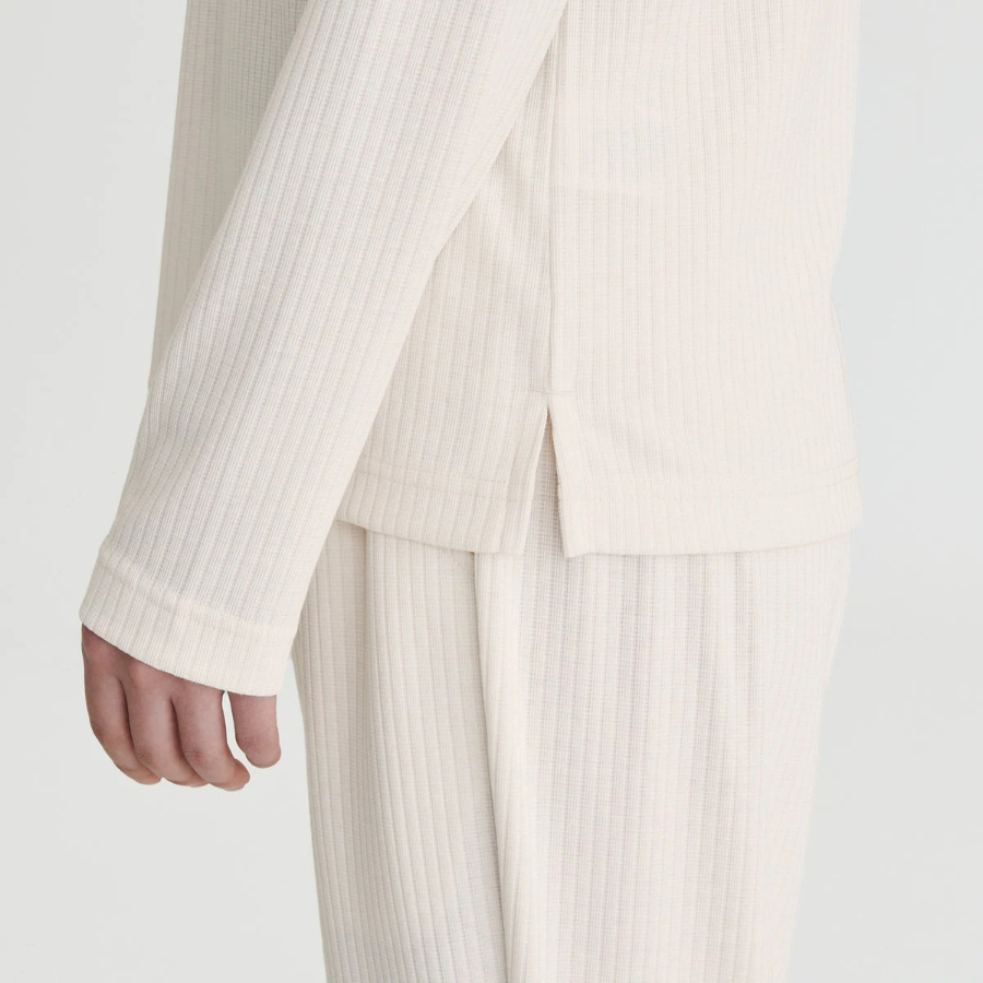 JAJU Soft Rib Henley Neck Lounge T-Shirt (Ivory) — уют и элегантность в домашнем образе