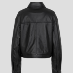 Maison Kitsuné Women Zipped Cropped Leather Jacket