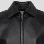 Maison Kitsuné Women Zipped Cropped Leather Jacket