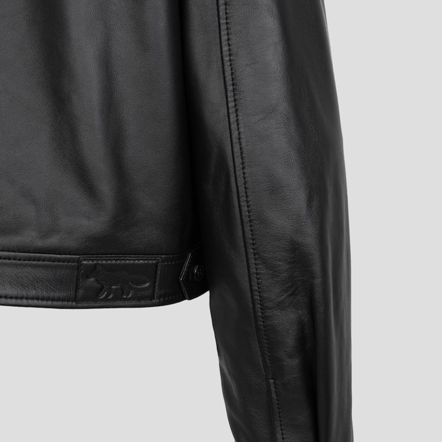 Maison Kitsuné Women Zipped Cropped Leather Jacket