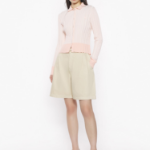 Maison Kitsuné Women Baby Fox Patch Pleated Ribbed Cardigan