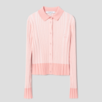 Maison Kitsuné Women Baby Fox Patch Pleated Ribbed Cardigan