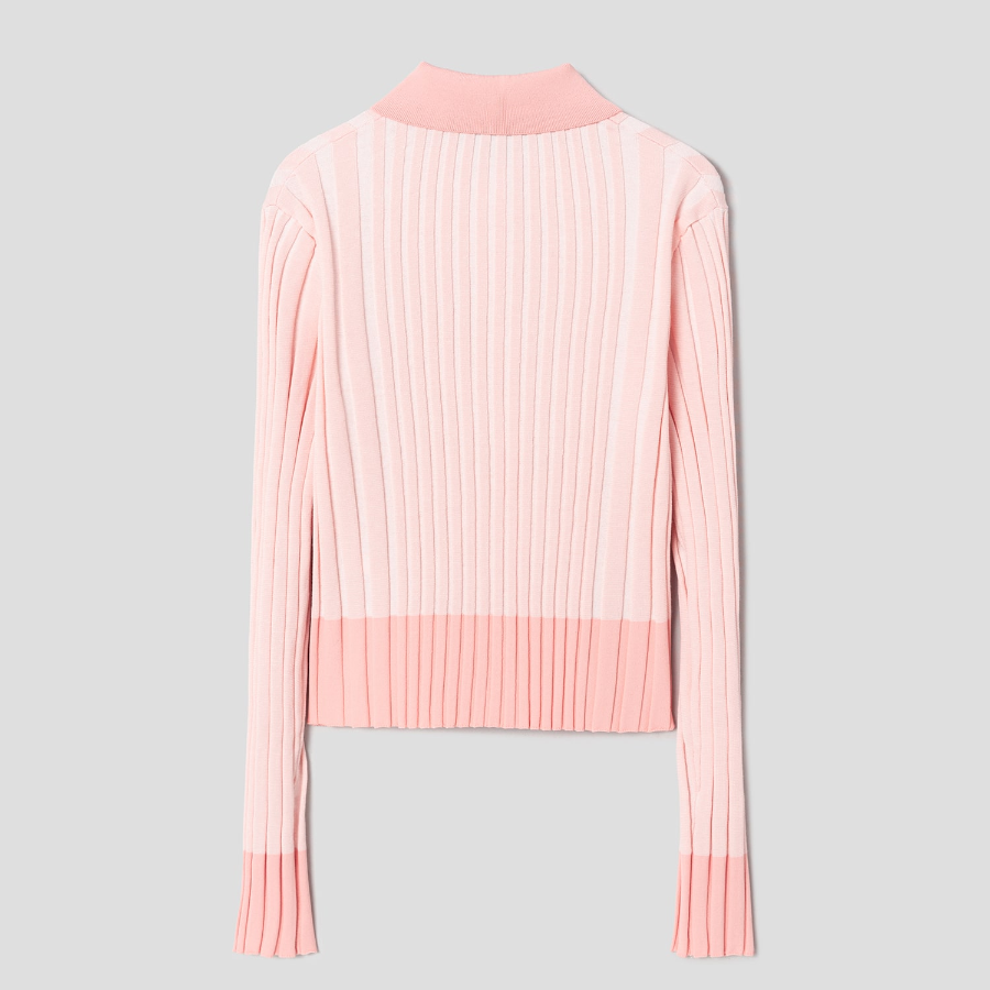 Maison Kitsuné Women Baby Fox Patch Pleated Ribbed Cardigan