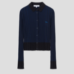 Maison Kitsuné Women Baby Fox Patch Pleated Ribbed Cardigan