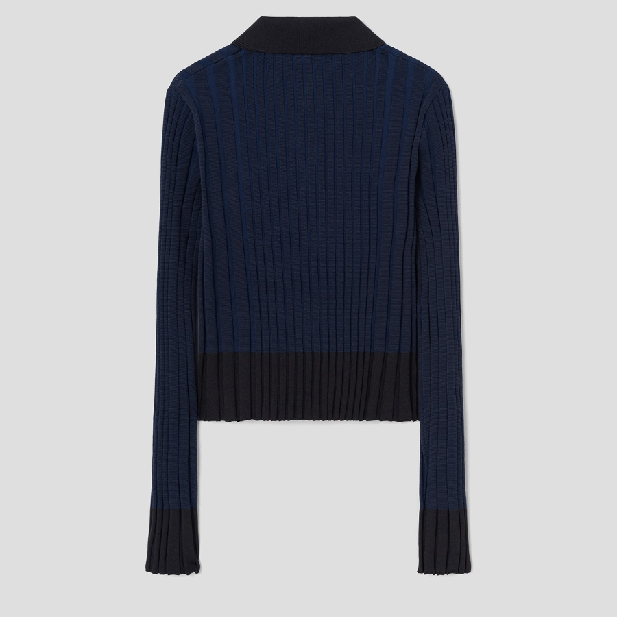 Maison Kitsuné Women Baby Fox Patch Pleated Ribbed Cardigan