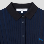 Maison Kitsuné Women Baby Fox Patch Pleated Ribbed Cardigan