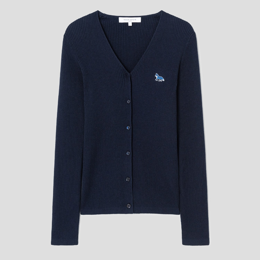 Maison Kitsuné Women Baby Fox Patch Fine Ribbed Cardigan