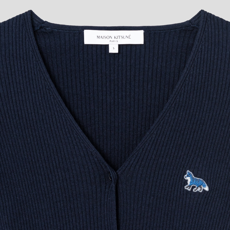 Maison Kitsuné Women Baby Fox Patch Fine Ribbed Cardigan