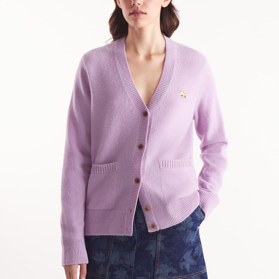 Maison Kitsune [EXCLUSIVE] Women Baby Fox Patch Boxy Cardigan
