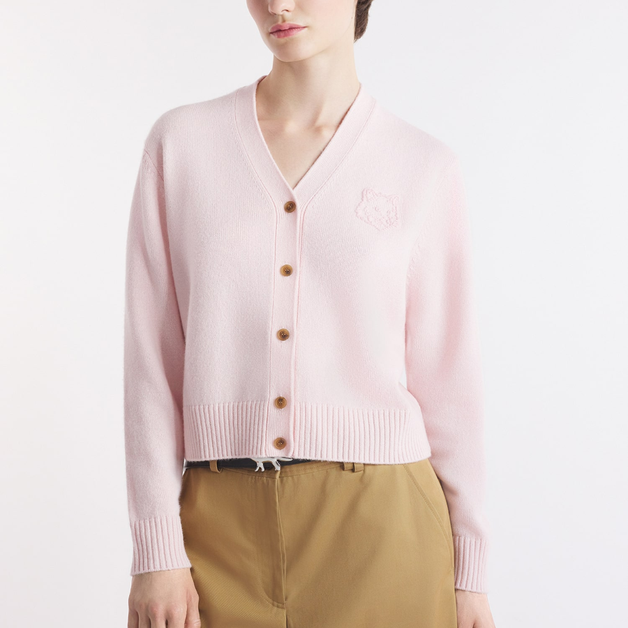 Maison Kitsune Women Bold Fox Head Embroidered Cropped Cardigan
