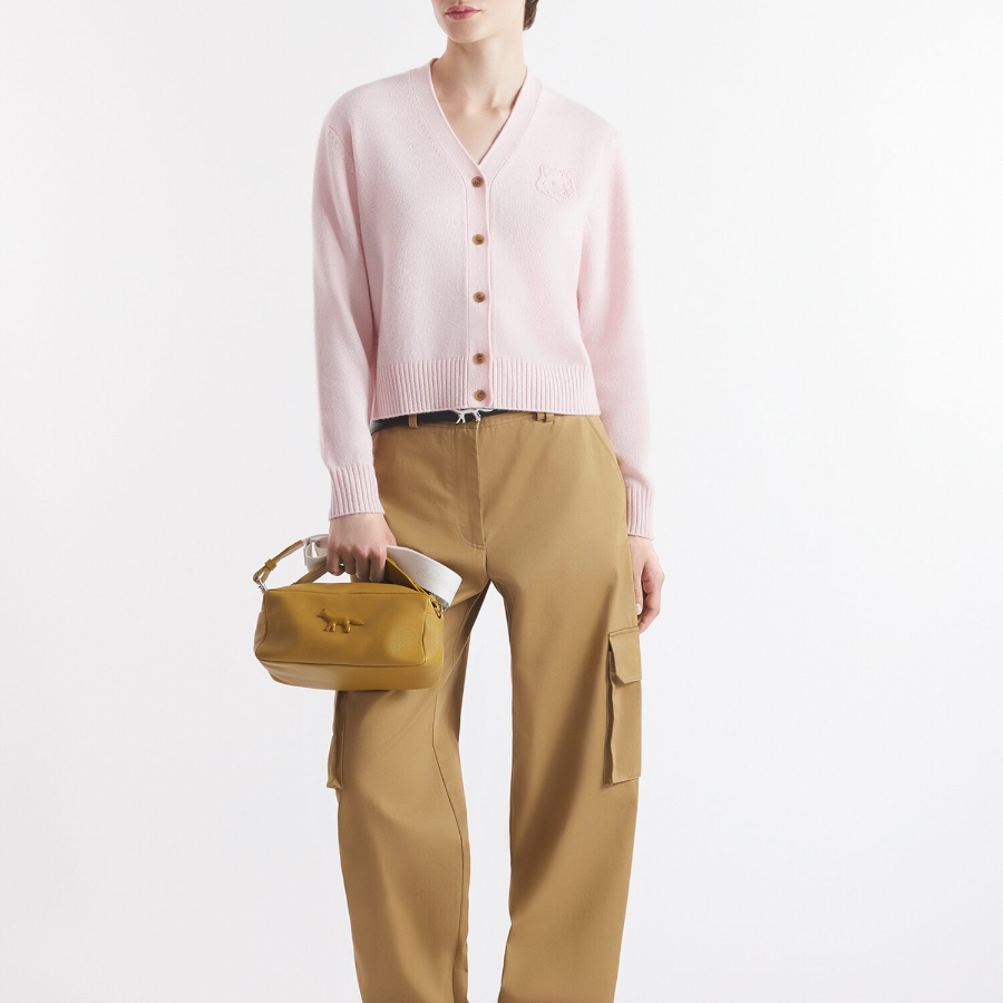 Maison Kitsune Women Bold Fox Head Embroidered Cropped Cardigan