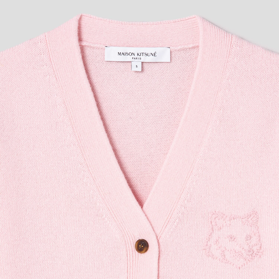 Maison Kitsune Women Bold Fox Head Embroidered Cropped Cardigan