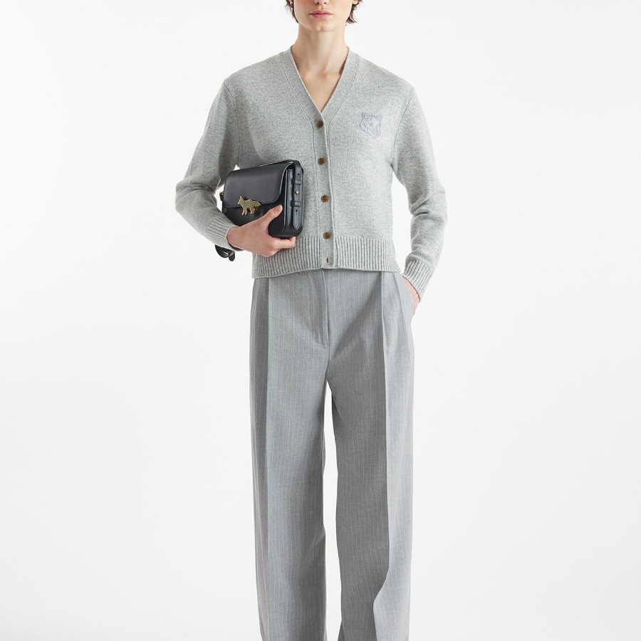 Maison Kitsune Women Bold Fox Head Embroidered Cropped Cardigan