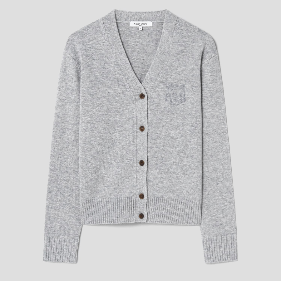 Maison Kitsune Women Bold Fox Head Embroidered Cropped Cardigan