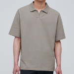 Slit Neck Piqué Polo Shirt [Dusty Beige]