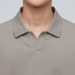 Slit Neck Piqué Polo Shirt [Dusty Beige]