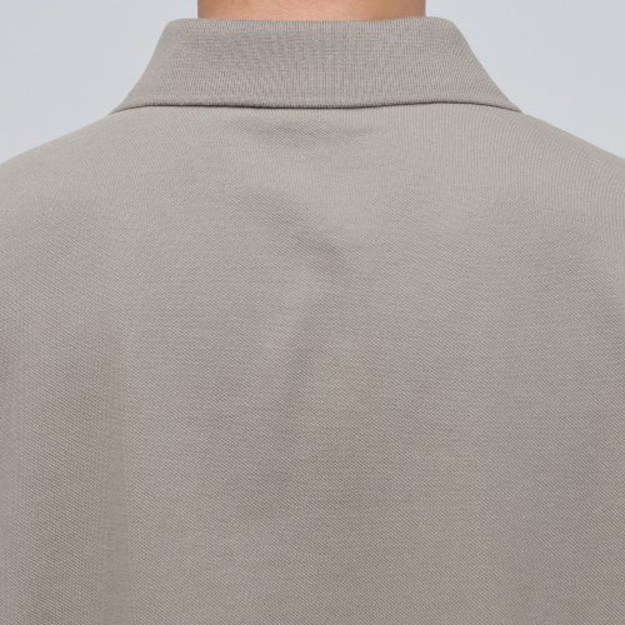 Slit Neck Piqué Polo Shirt [Dusty Beige]