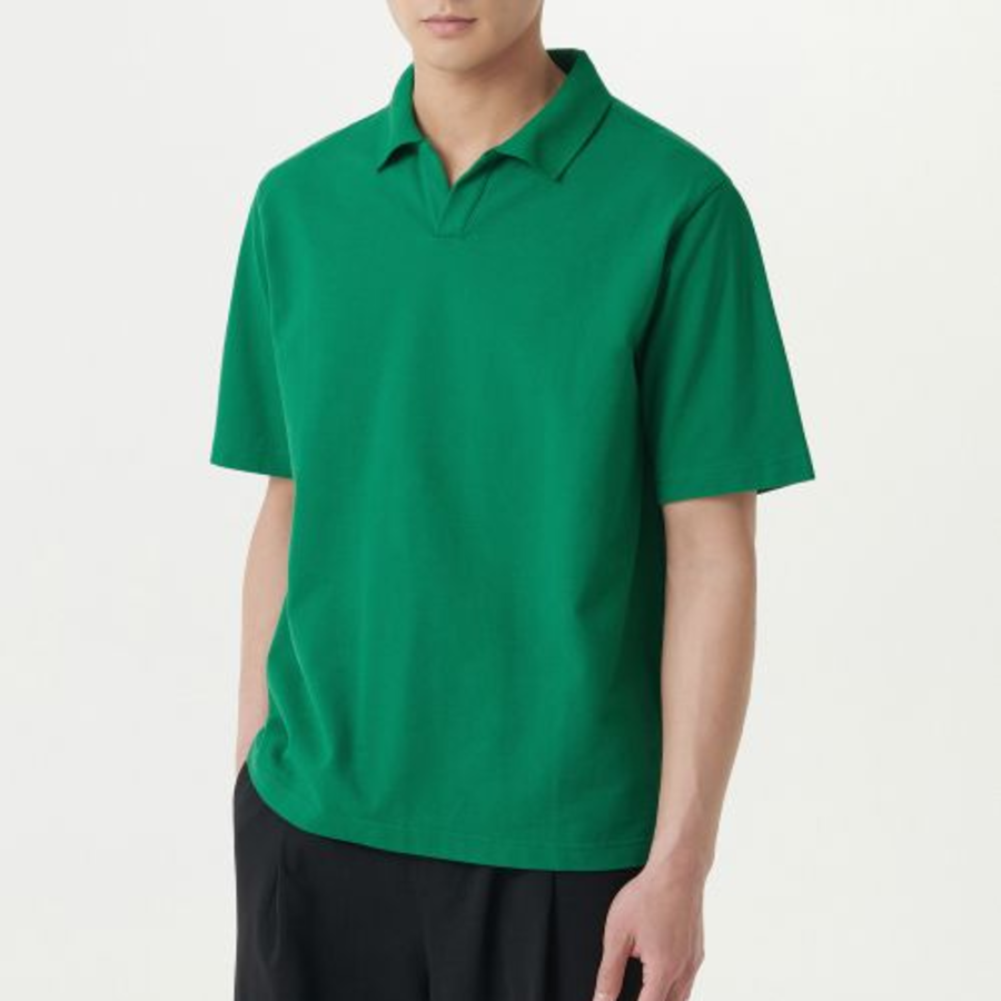 Slit Neck Piqué Polo Shirt [Irish Green]
