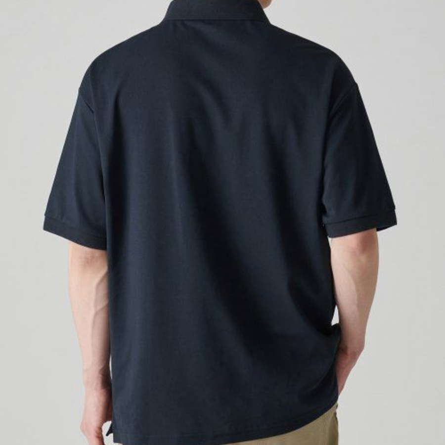[Cooltandard] Relaxed Fit Piqué Polo Shirt [Navy]