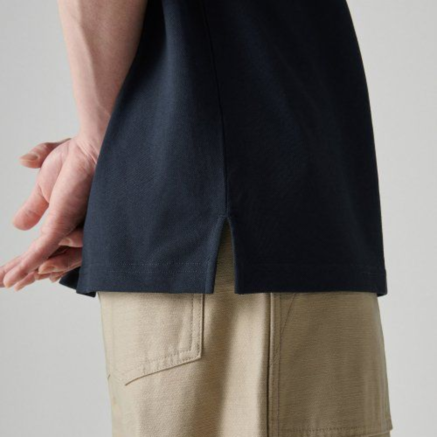 [Cooltandard] Relaxed Fit Piqué Polo Shirt [Navy]