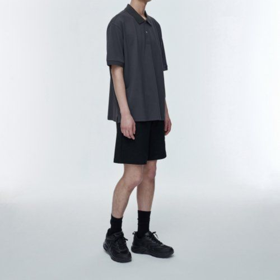 [Cooltandard] Relaxed Fit Piqué Polo Shirt [Dark Gray]