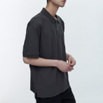 [Cooltandard] Relaxed Fit Piqué Polo Shirt [Dark Gray]