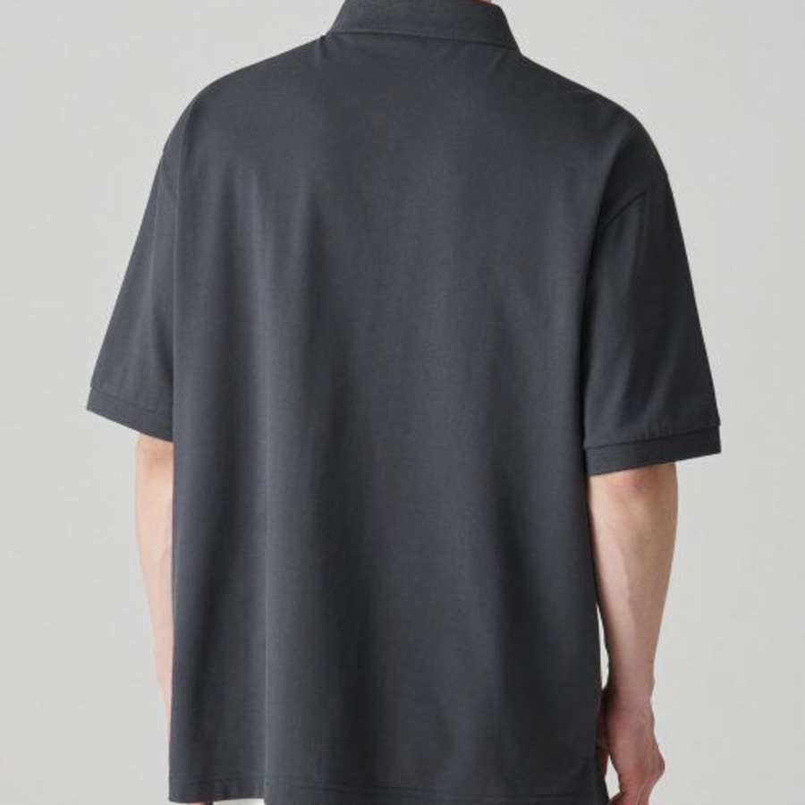 [Cooltandard] Relaxed Fit Piqué Polo Shirt [Dark Gray]
