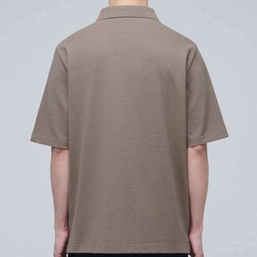 Slit Neck Piqué Polo Shirt [Mocha]