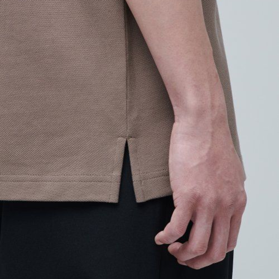 Slit Neck Piqué Polo Shirt [Mocha]