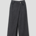 KUHO Wrap-Type Wide-Fit Denim Pants - Ash
