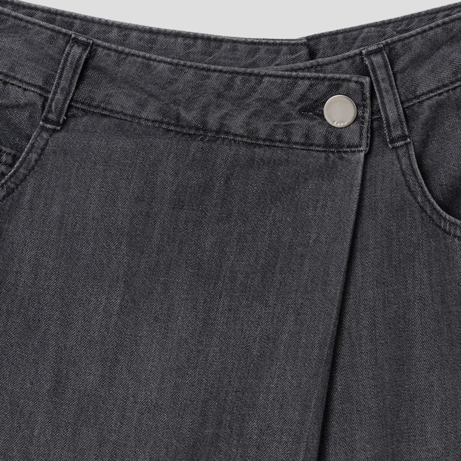 KUHO Wrap-Type Wide-Fit Denim Pants - Ash