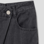 KUHO Wrap-Type Wide-Fit Denim Pants - Ash