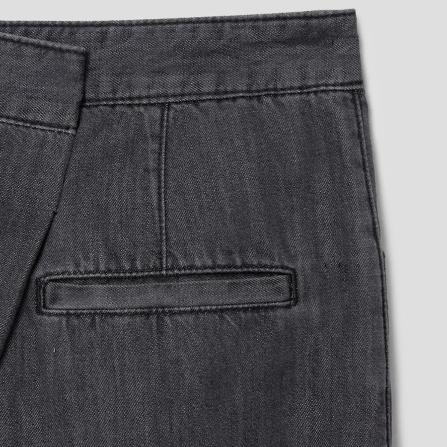 KUHO Wrap-Type Wide-Fit Denim Pants - Ash