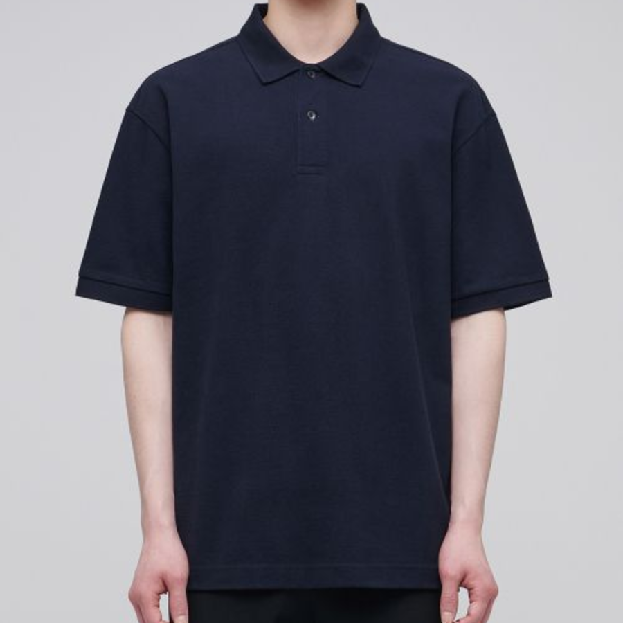 Relaxed Fit Piqué Polo Shirt [Navy]