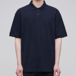 Relaxed Fit Piqué Polo Shirt [Navy]