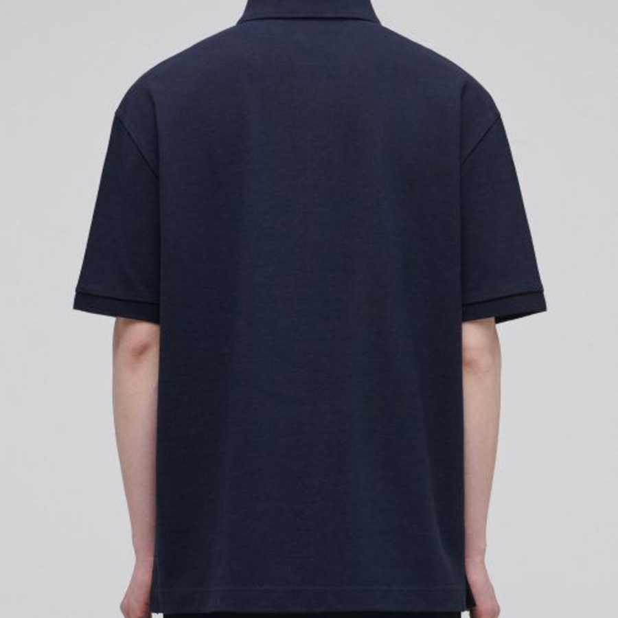Relaxed Fit Piqué Polo Shirt [Navy]