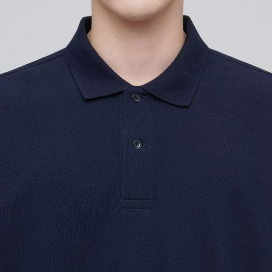 Relaxed Fit Piqué Polo Shirt [Navy]