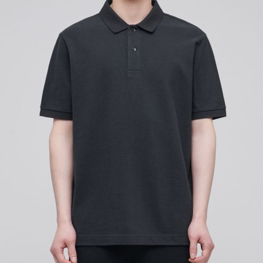 Basic Piqué Polo Shirt [Dark Grey]