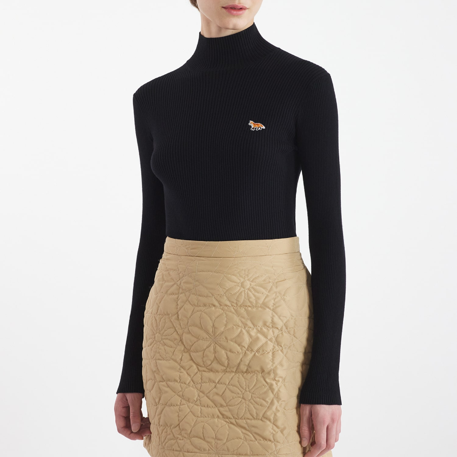 Maison Kitsune Women Baby Fox Patch Fine Ribbed Turtleneck