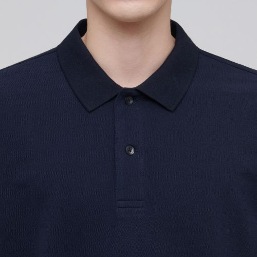 Basic Piqué Polo Shirt [Navy]