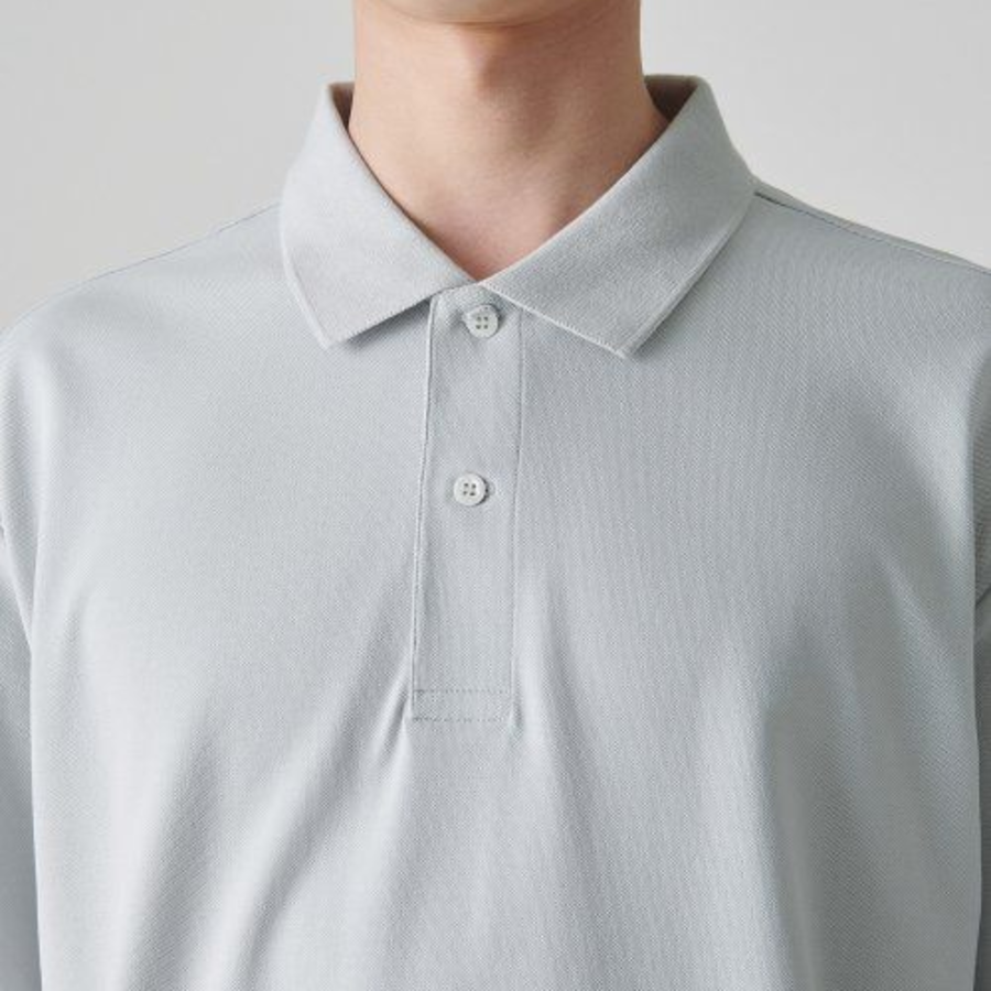 [Cooltandard] Relaxed Fit Piqué Polo Shirt [Ash Gray]