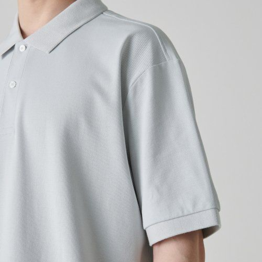 [Cooltandard] Relaxed Fit Piqué Polo Shirt [Ash Gray]
