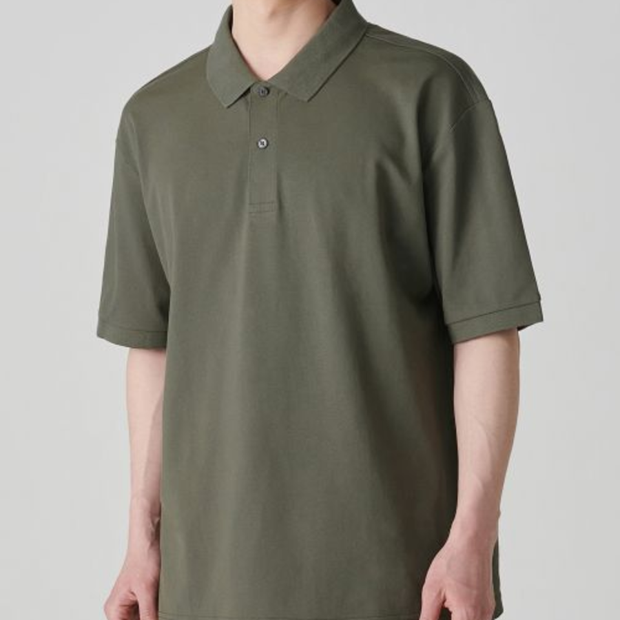 [Cooltandard] Relaxed Fit Piqué Polo Shirt [Khaki Grey]