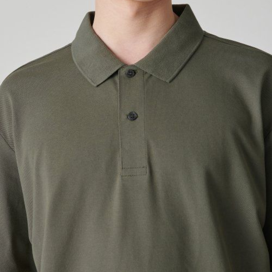 [Cooltandard] Relaxed Fit Piqué Polo Shirt [Khaki Grey]