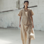 KUHO Cotton-Blended Tapered Fit Pants – Beige