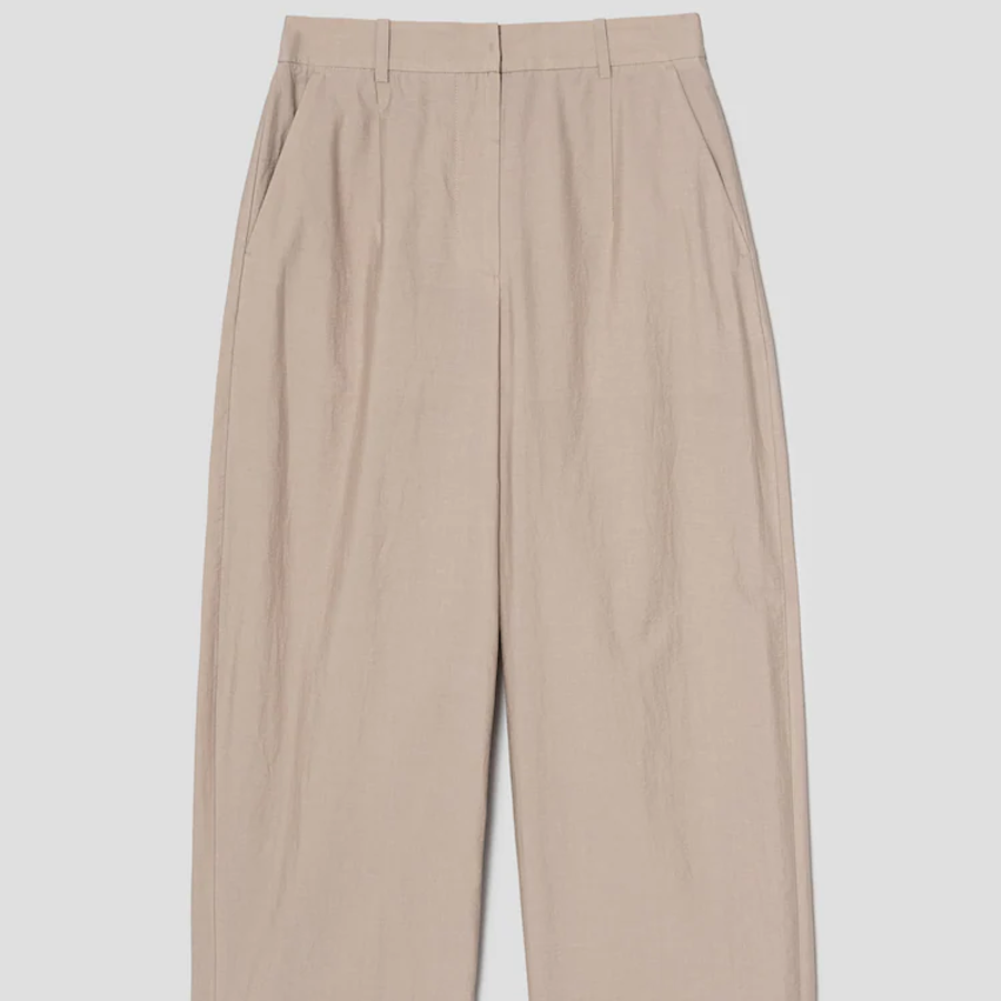 KUHO Cotton-Blended Tapered Fit Pants – Beige