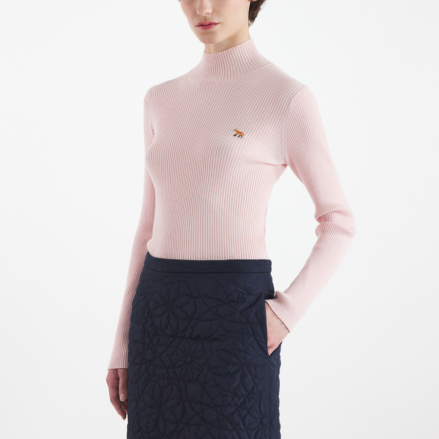 Maison Kitsune Women Baby Fox Patch Fine Ribbed Turtleneck